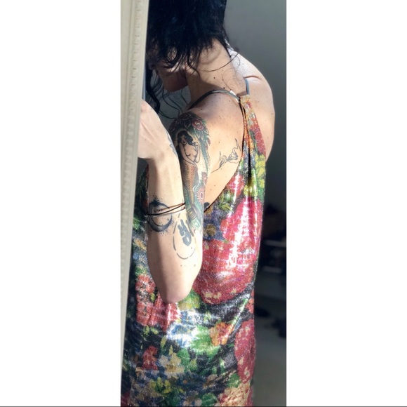 Free People Sequin Shimmer Floral Mini Slip Dress - Picture 3 of 5